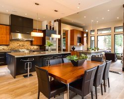 Beautiful modern kitchen with dining area