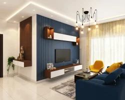 blue-living-room-with-tv-tv-wall