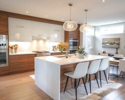 Modern kitchen with dining area