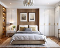 A modern wooden bedroom design